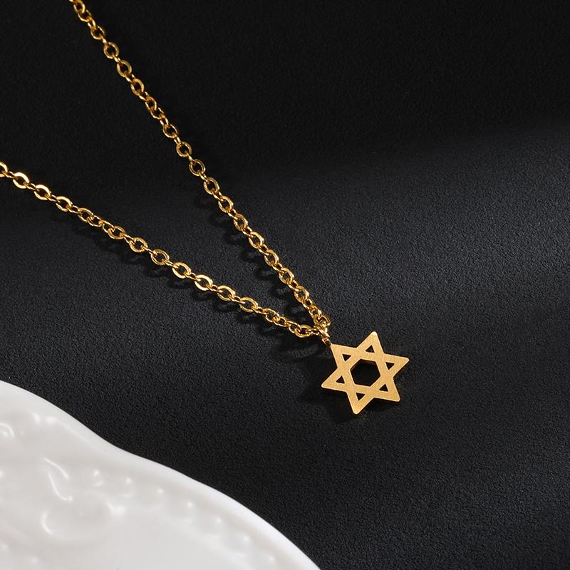 Pentagram Necklaces Pendants Stainless Steel  Chain Star Of David Choker Necklace For Women Jewish Jewelry Collares