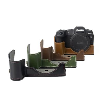 Funda de Media Cámara de Cuero PU R8 para Canon EOS R8 Apertura de Batería Tapa Inferior Con Correa de Mano