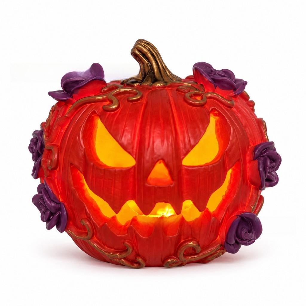 Lanterna a Zucca in Resina per Halloween Decorazione Esterna per Cortile con Luce LED per Celebrazioni Festive