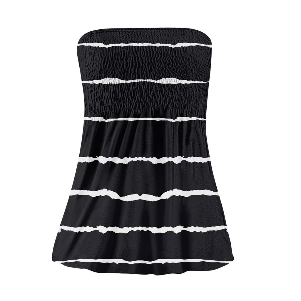 Tube-Tops für Damen, süßes, sexy, schulterfreies, ärmelloses T-Shirt mit Aufdruck