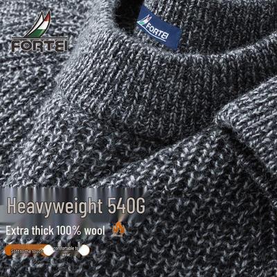 Men's 100% Merino Wool 540G Heavyweight Round Neck Sweater