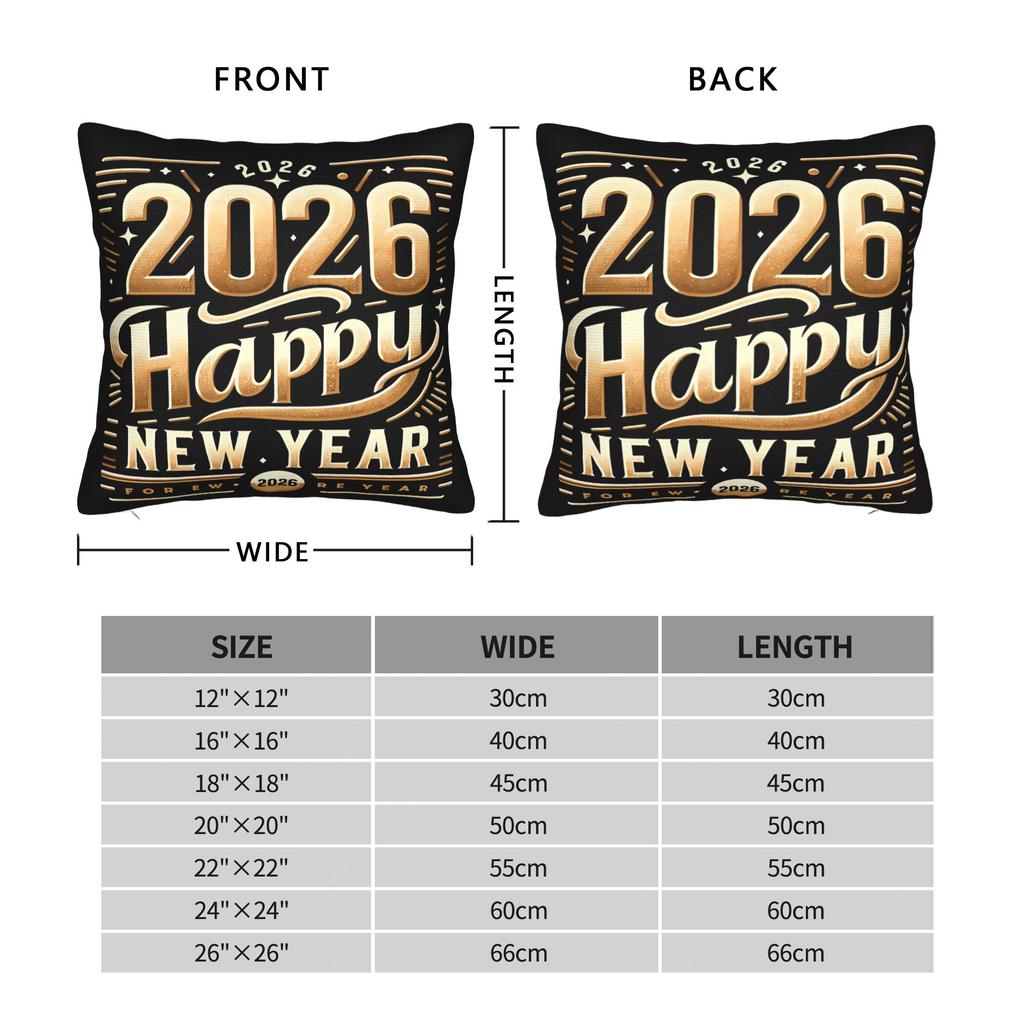 New Year 2026 Golden Pillow Cover Novelty Pillow Case For Wedding Party Home Decor Soft Cushion Cover Gift