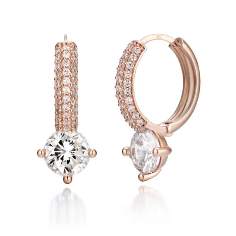 ELLE Jewelry 14K Rose Point One-Touch Earrings (Gold Pin) ELGPEE349