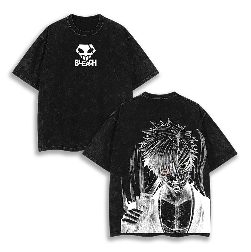 2026 Hot Sale Bleach Washed T-Shirt Oversized Anime Manga Street Y2k T-shirts Men Women Heavy Cotton Short Sleeves Female Male Loose Clothing Top