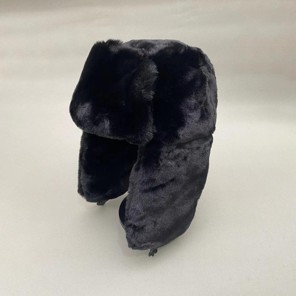 Winter Thermal Plush Faux Fur Pilot Hat with Detachable Ear Flaps -Beanie for Women , Cold Weather Skiing, Snowboarding, Hiking, Winter Hat