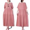 Women's Mid-length Dress,summer Dress for Mothers,cotton Silk Knee-length Dress,middle-aged Women's Dress,plus-size Short-sleeved Beach Dress Women