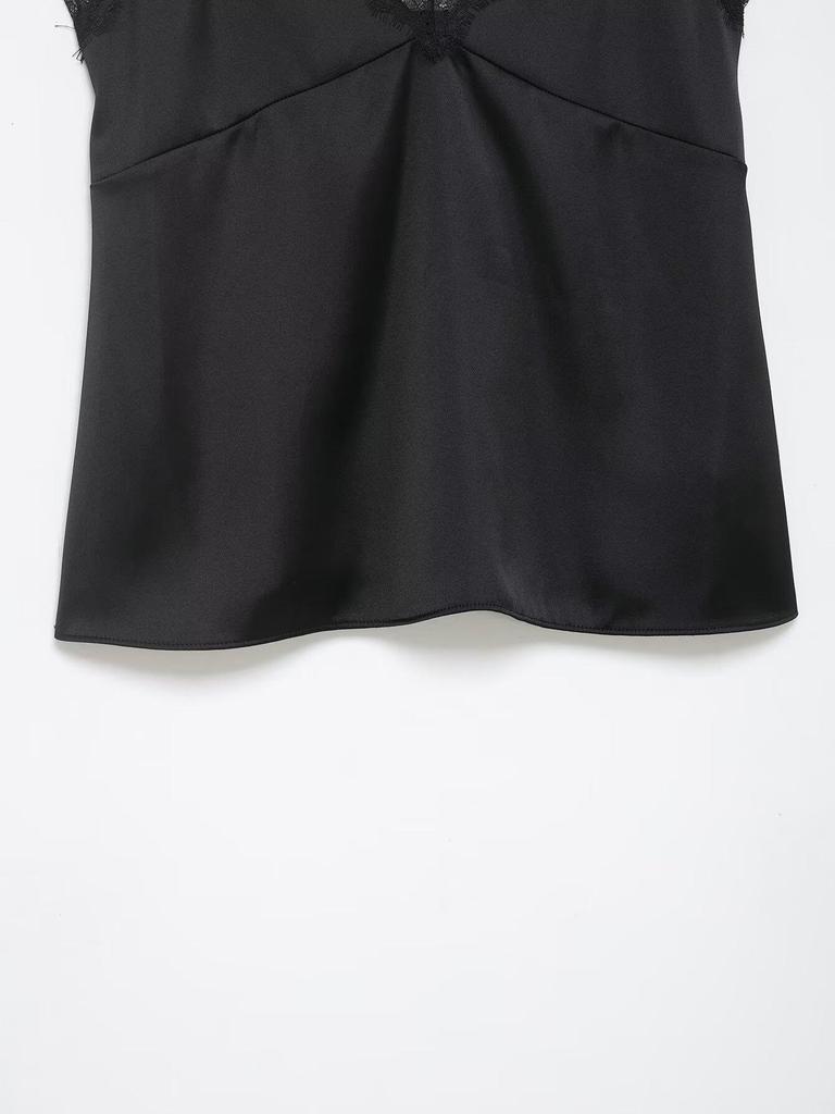 Silk Satin Lace-Trim Camisole Top for Women