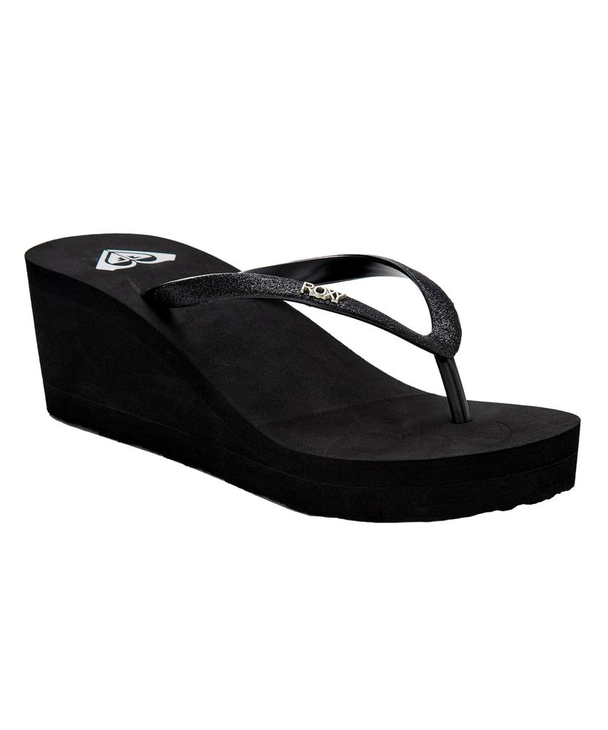 (Roxy) HORIZON Glitter Strap Wedge Sandals BLK M