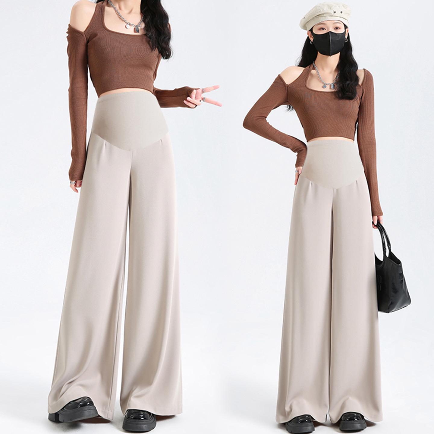

2026 Stylish Spring/Autumn Maternity Wide-Leg Floor-Length Slim Fit Pants 2XL