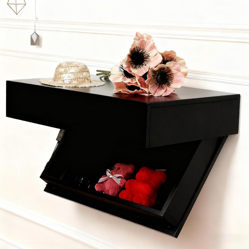 Wall Mounted Storage Rack With Hiddens Compartments Decorative Wooden Floating Display Secret Floating Storage Shelves Safely