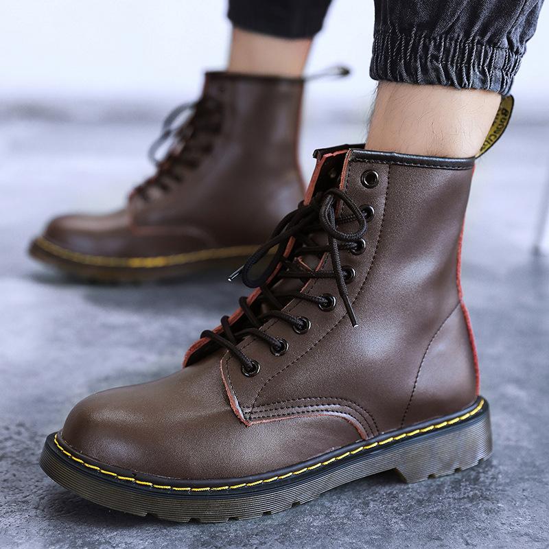 1 Neues Paar Martin Boots Britische Retro High-Top Schuhe Runde Zehen Lederstiefel