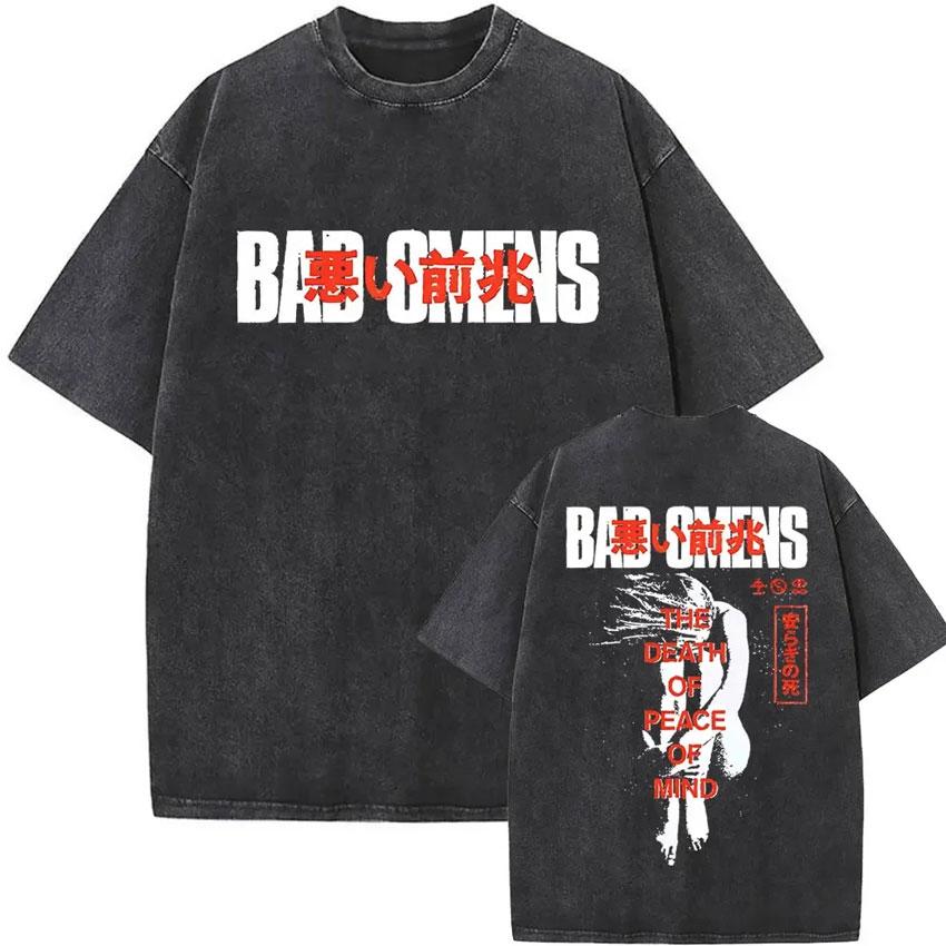 

Rock Band Bad Omen Tour Merch Tshirt Men Women Vintage Washed Oversized Tshirts Yk Gothic Clothing Short Sleeve Tshirt S