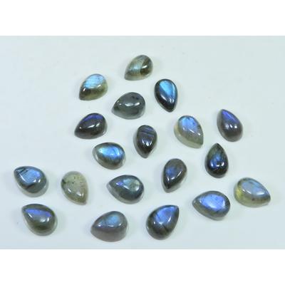 07X09MM Natural Labradorite Blue Fire Pear Cabochon Loose Gemstone 19Pcs Lot C-1109