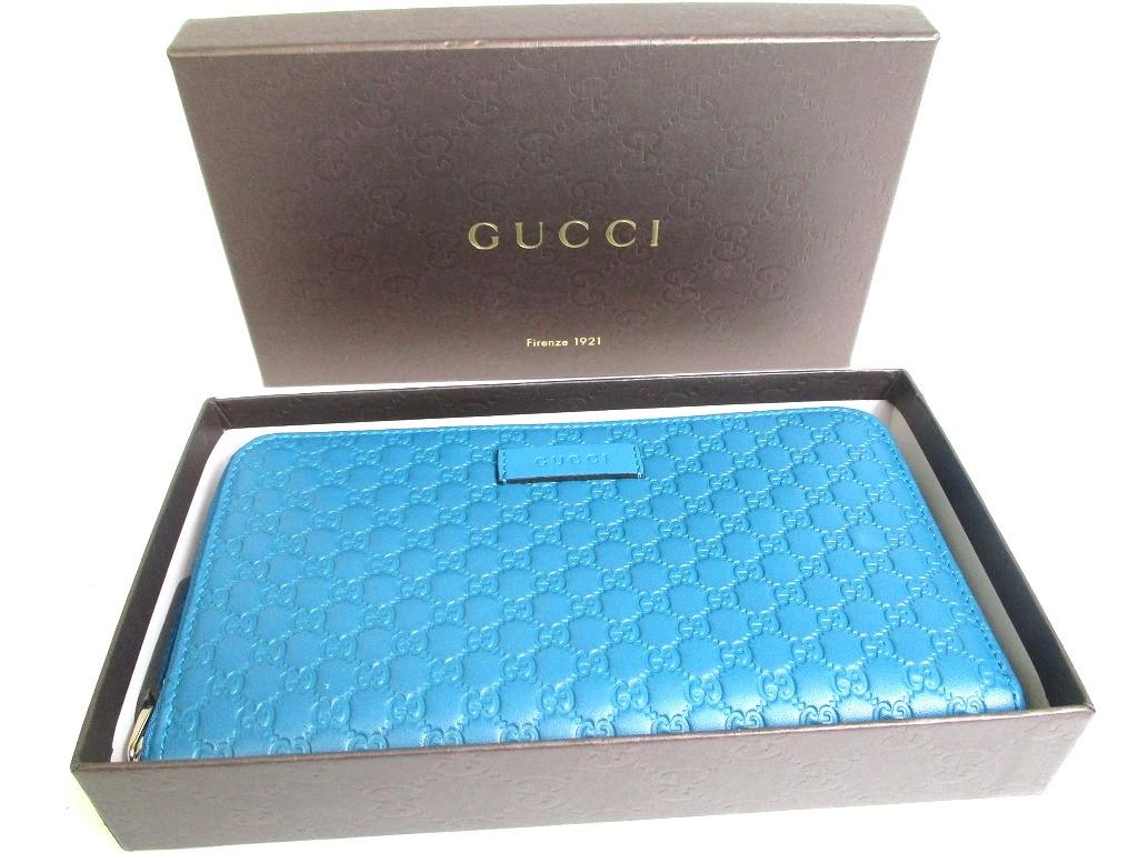 Authentic GUCCI Micro Guccissima Turquoise Leather Round Zip Long Wallet #a349  Refurbished