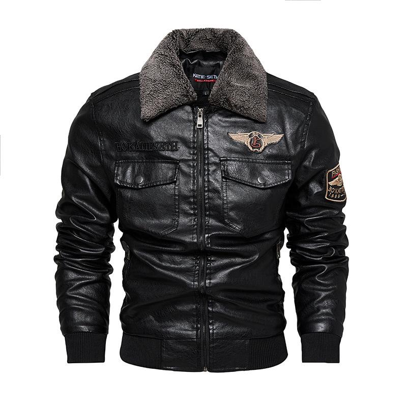 

Winter Cashmere PU Leather Men Green Fashion Slim Men s Leather Jacket Men 3XL