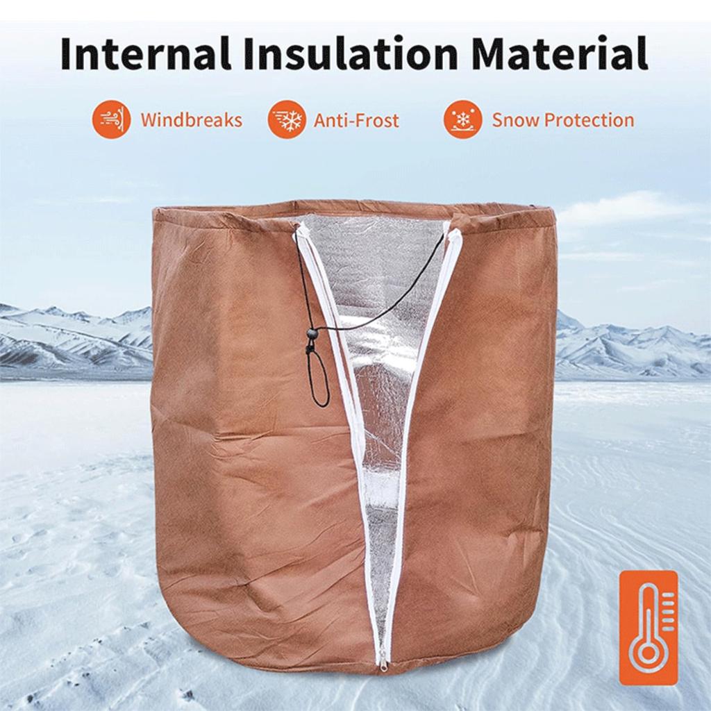 Potted Plant Winter Protector With Zipper Drawstring Potted Plant Antifreeze Bag Winter Flower Pot Insulation Cover