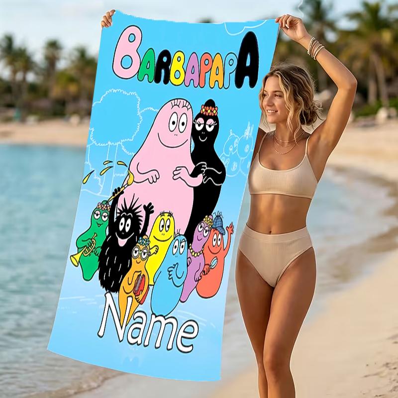 Customizable personalized beach towels Barbapapa themed designs.Suitable for the beach, yoga, sports;ideal as beach accessories