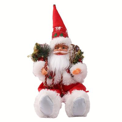 1 ks Sedící Santa Claus Vánoční dekorační vitrína Dekorace Santa Claus Dekorační figurka pro vnitřní a venkovní použití Červená