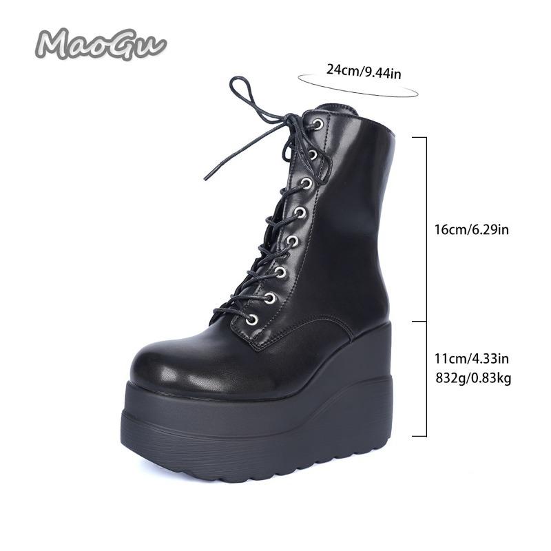 Fashion Height Increasing Boots for Women Autumn 2025 New High Heels British Style Platform Short Boots Black Side Zip Women's Punk Shoe