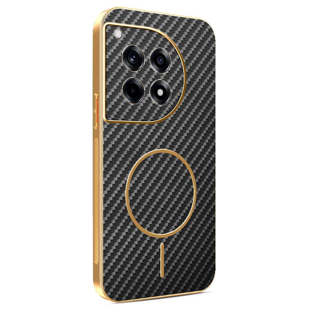 For OnePlus Ace 3 5G/12R 5G Phone Case Carbon Fiber Textured Electroplated TPU Back Cover