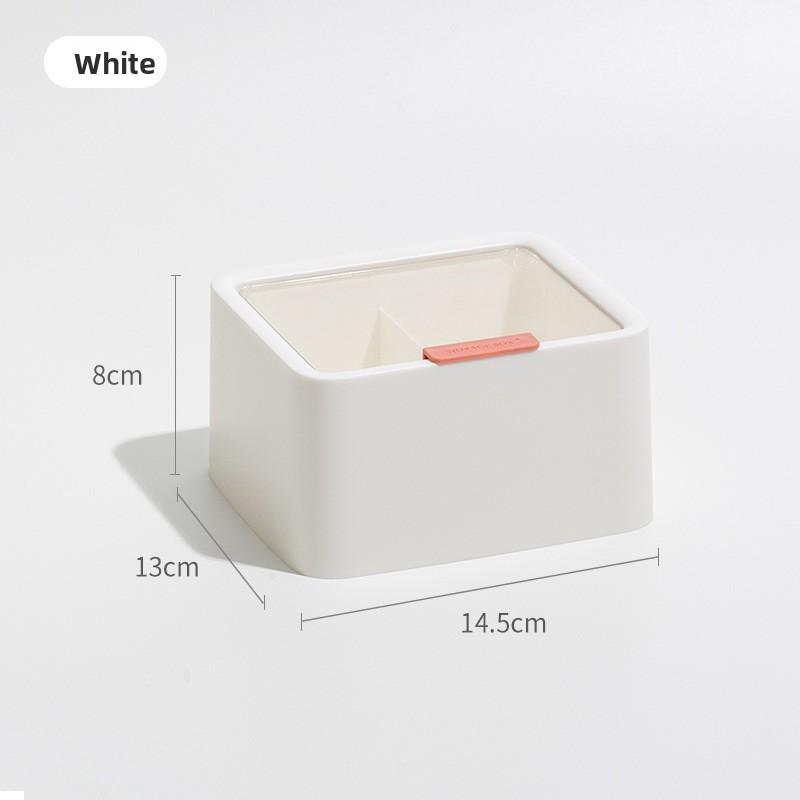 A Transparent Covered Cosmetic Cotton Swab Lipstick Storage Box with Double-layer Compartments and A Simple Desktop Storage Box