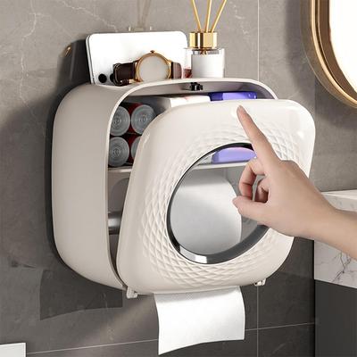 Badezimmer-Organizer Toilettenpapierhalter Wandmontage-Design mit Schutzdeckel