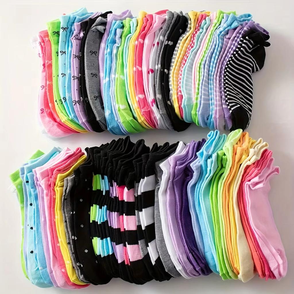 Calcetines Tobilleros de Colores Caramelo para Mujer, Tejido de Punto Ultra Suave para Mayor Comodidad, Calcetines Cortos, Set Listo para Regalo, 10 Pares, 5 Pares