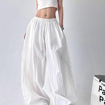 Autumn and Summer New Wide-leg Pants Women's Korean Version of Fashion Versatile High-waisted Thin Lace High-waisted Casual Pants