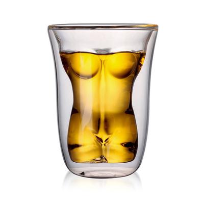 Tvar těla Sklenice Dvouvrstvá Sklenice na Pivo Whisky Pití Panák pro Párty Oslavu Bar Žena