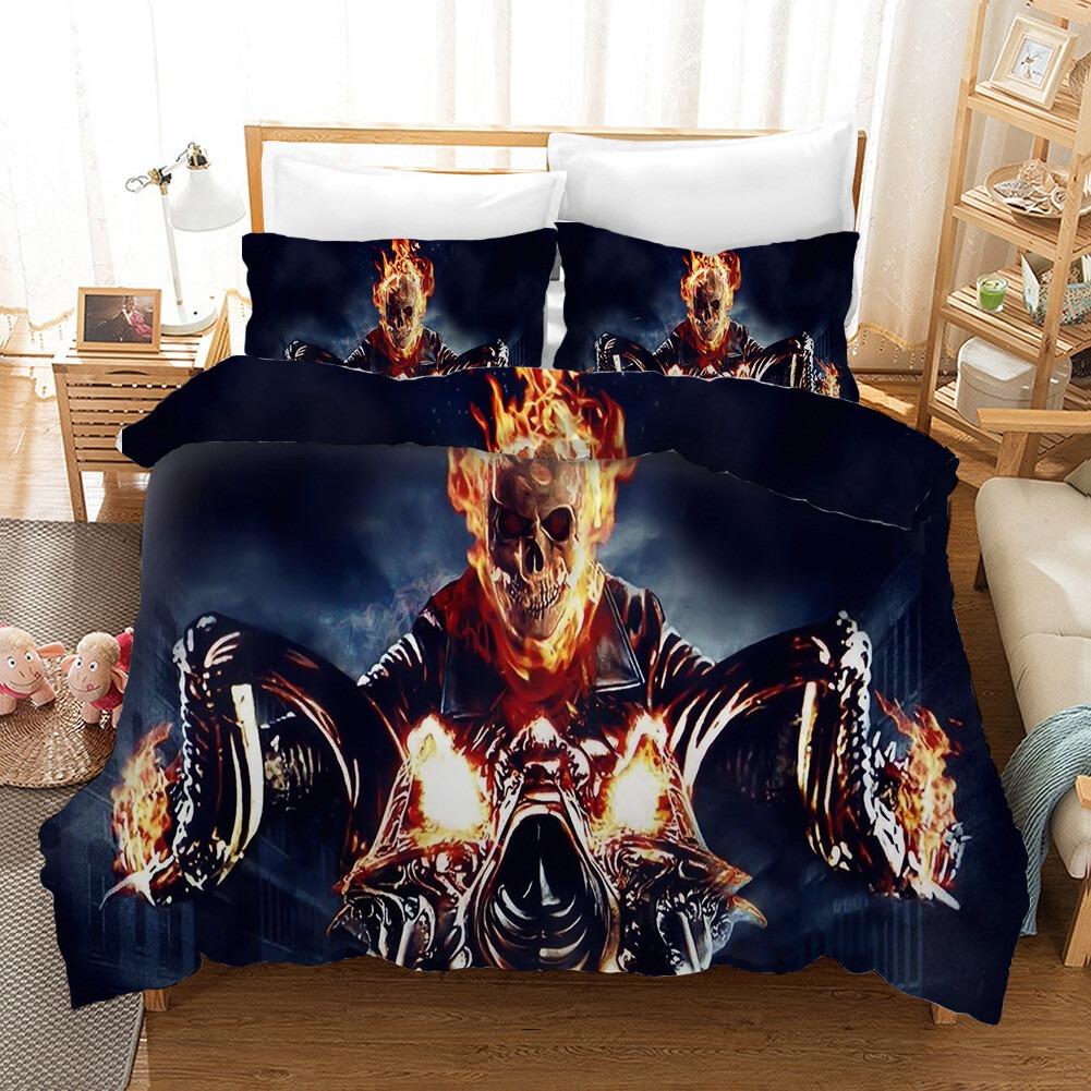 Ghost Rider Duvet Cover Pillowcase Bedding Set Adult Boy Girl Bedroom Decoration Children Single Double Large Size