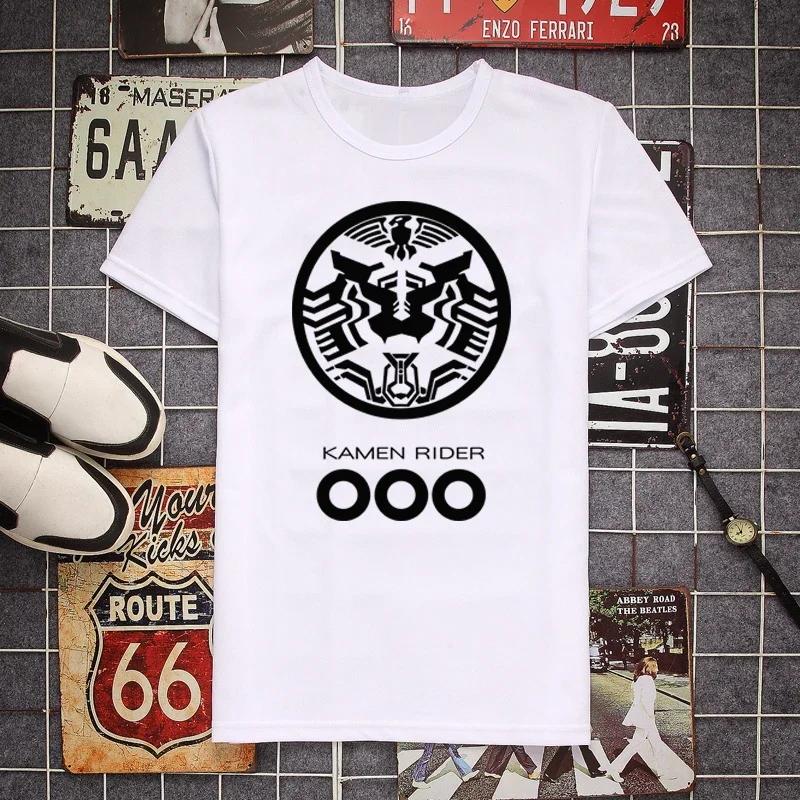 Vintage Cartoon Masked Knight Fans Man Tops Den-O Kuuga Zero-One Emblem Printed Soft Tees Japan Anime Kamen Rider Fans T-shirt