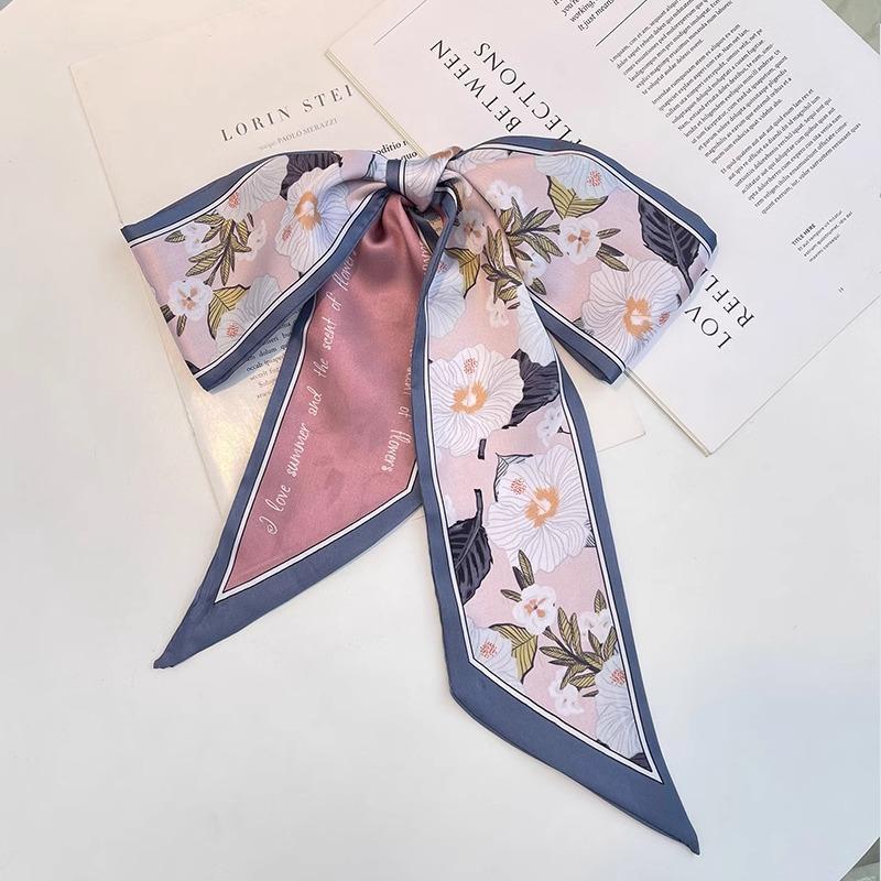 Silk Scarf Headband French Braided Hair Ribbon Versatile Ponytail Streamer Headgear Bag Decoration