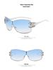 2022 Women's Frameless Rhinestone Fashion Sunglasses, One-Piece Large Frame Design