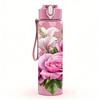 1PC Multi Shade Pink Rose Bouquet 750ml Color Plastic Water Bottle Leakproof Flip Straw Lid For Sports Office Home Use
