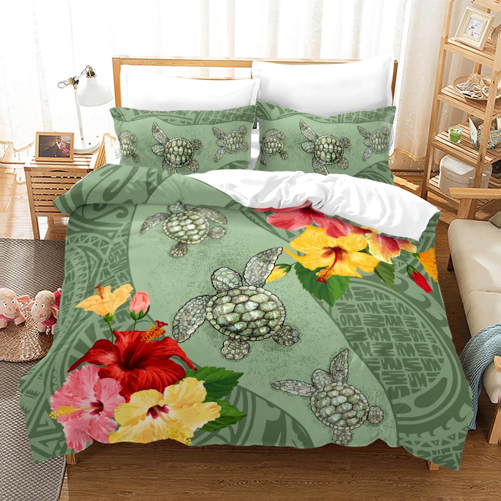 Ocean Duvet Cover Set Sea Turtle Ocean Animals Polyester Comforter Cover For Kids Children Boys Women King Queen With Pillowcase
