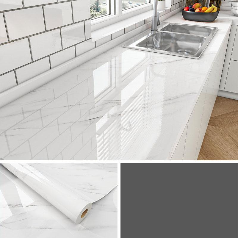 Marble Self Adhesive Film - Heat Resistant Kitchen Countertop Sticker, Waterproof Oil Proof Peel and Stick Wallpaper for Cabinet Refinishing