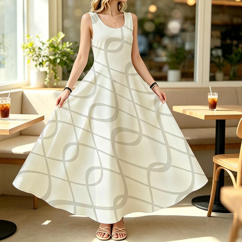 Sleeveless Summer Maxi Dress Loose-Fit,Breathable Soft Fabric,Minimalist Design,Ideal for Daily Casual Wear & Beach Vacation