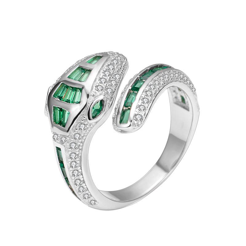 

Женское кольцо из серебра 925 пробы высокого класса в виде змеи с зелеными глазами Adjustable Open Size