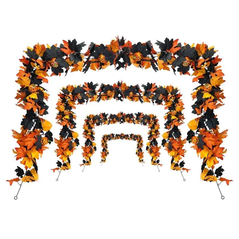 Gotische Halloween Hängedekoration 175cm Girlande Ahornblatt Kürbis Spinnenranke Kamin Kaminsims Herbst Event Arrangement Zubehör