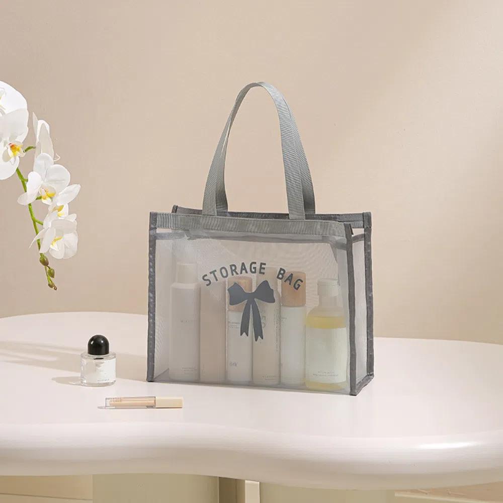 Swim Makeup Wash Bag Mesh Toiletry Storage Bag New Hollow Tote Bag  Handbag