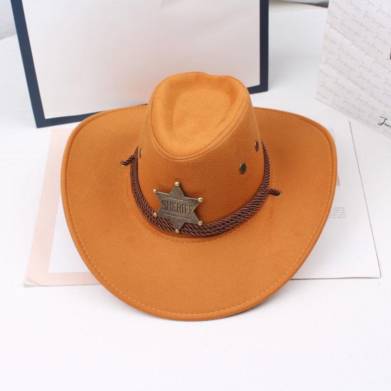 INS Unisex Moterys Vyrai Imitacija Zomša šešiakampė žvaigždė Šerifas plataus krašto apsauginis kremas nuo saulės Kepurėlė Beach Cowboy Cowgirl Vakarų kepurė