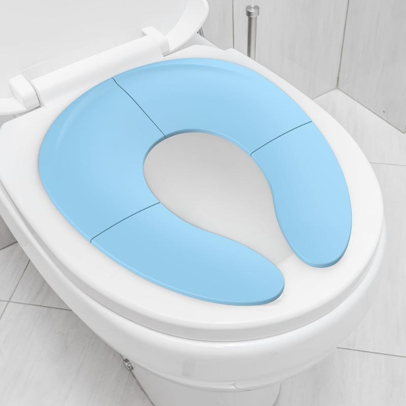 

1pcs Foldable Travel Seat with Non-Slip Suction Cup Portable Toilet Seat Cover for Home & Travel Lightweight PP Material синий