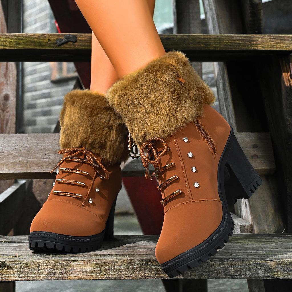 2025 New Women Trend Boots Comfortable Designer High Heels Shoes for Women Lace Up Platform Ankle Boots Elegant Zapatos De Mujer