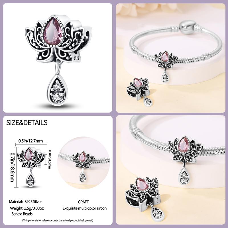 Copper Classic Purple Retro Heart Shape Lotus Angel Pattern Charms Beads Fit Qikaola Original Bracelets Diy Jewelry