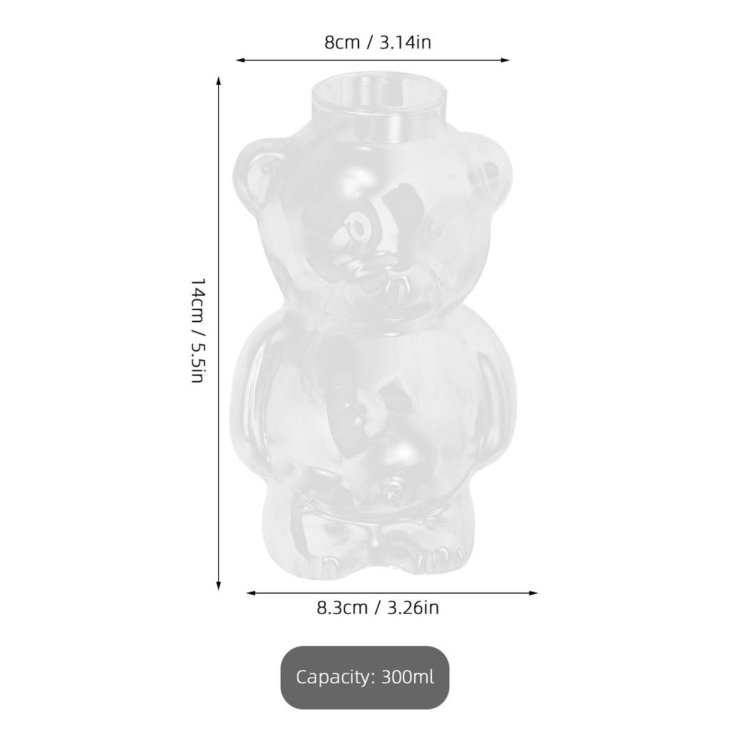 Cute Bear Shaped Glass Cup 300Ml Clear Drinking Mug for Water Juice Tea Cocktail Wine Home Bar Restaurant Use Cartoon Beverage