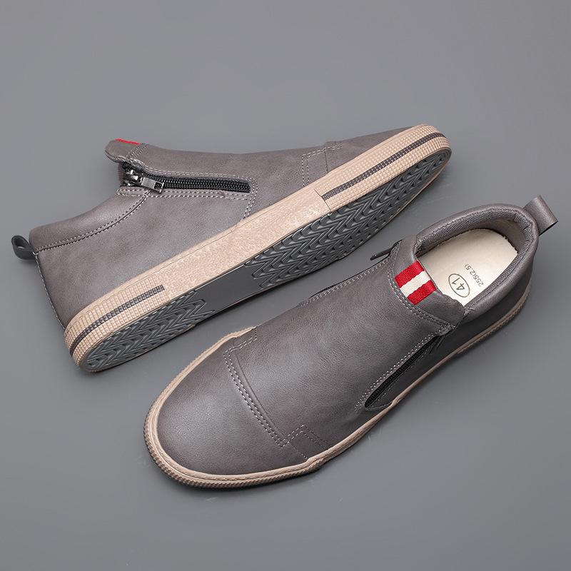 Fashion New Style Slip-on Side Zip Men Boots Autumn Fashion High-Top Sneaker Shoes British All-match Casual Wear-Resistant Shoe