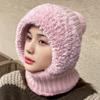 Winter Warm Fleece Lined Knit Hat Thermal Cashmere Integrated Pullover Hat Casual Fur Beanies Cap
