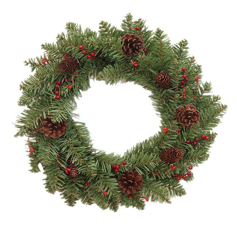 Christmas Wreath 35/40cm Pre-made Door Hanger, Festive Holiday Decoration for Home Entrance Xmas Decor