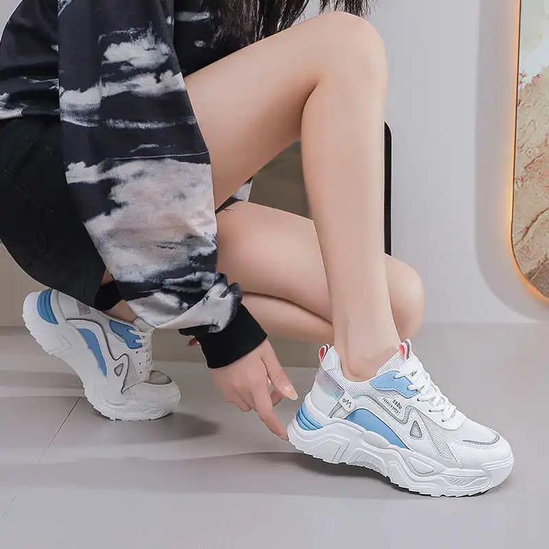 Breathable Thick-heeled White Sneakers For Woman Skateboarding Women Shose Black Sports Shoes Vip Link School Brand Name