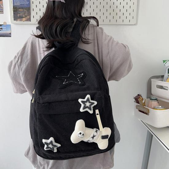 Stern Rucksack Große Kapazität Cord Tagesrucksack Tragbarer Niedlicher Rucksack mit Sternmuster Verstellbare Träger für College Arbeit Reise